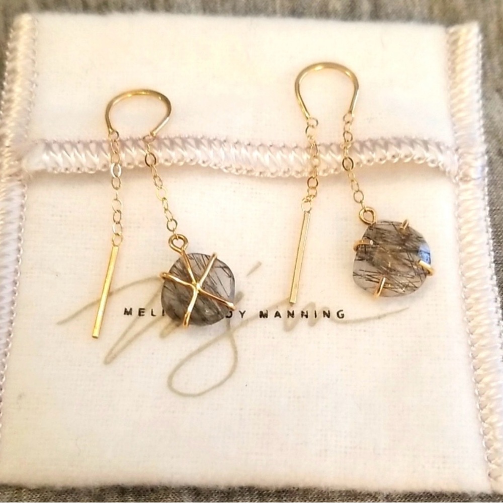 Melissa Joy Manning pull through 14k tourmalated quartz drops